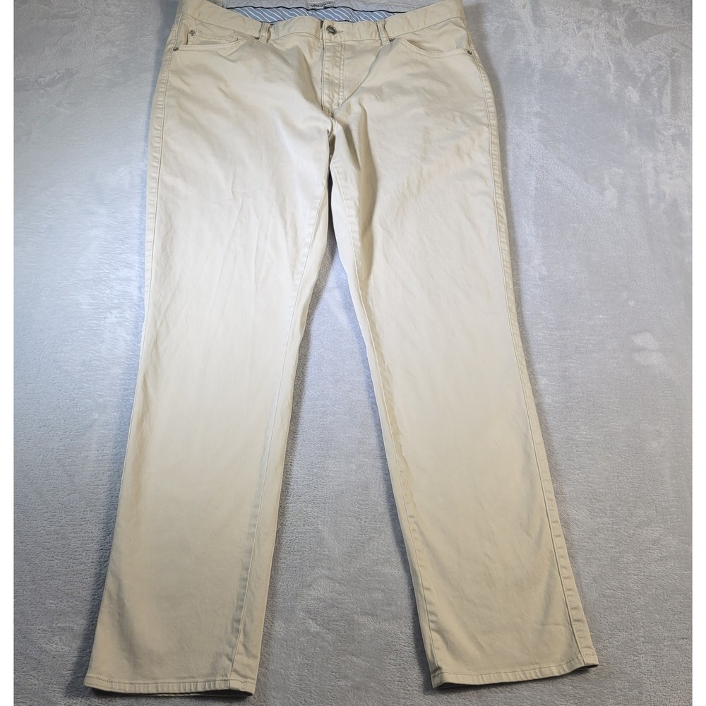 Peter Millar Pants Mens 40 Khaki Tan Five Pocket Straight Leg Cotton Stretch